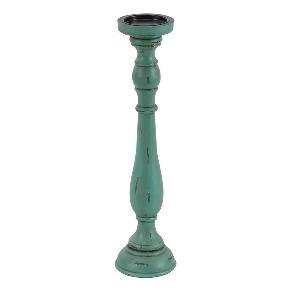 Pier 1 Imports Traditional Turquoise Wood Set of 3 Candle Holders